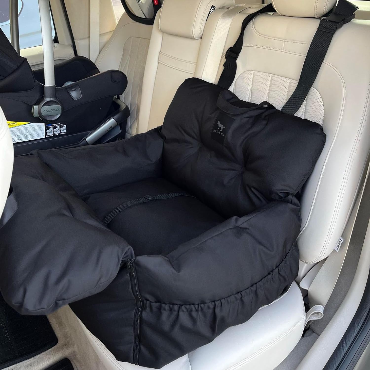 - Premium Dog Car Seat Bed for Small & Medium Dogs up to 25Lbs, Soft Travel Bed & Carrier Bag for Pets, Puppies, Cats Front or Back Seat, Machine Washable & Water Resistant (Black (1-25Lbs)